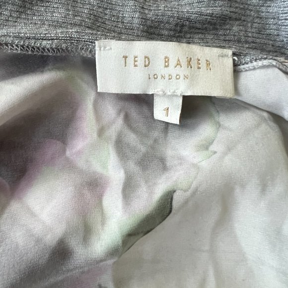 Ted Baker Rohani illuminated bloom grey purple floral cardigan sweater size 1 - Picture 10 of 11